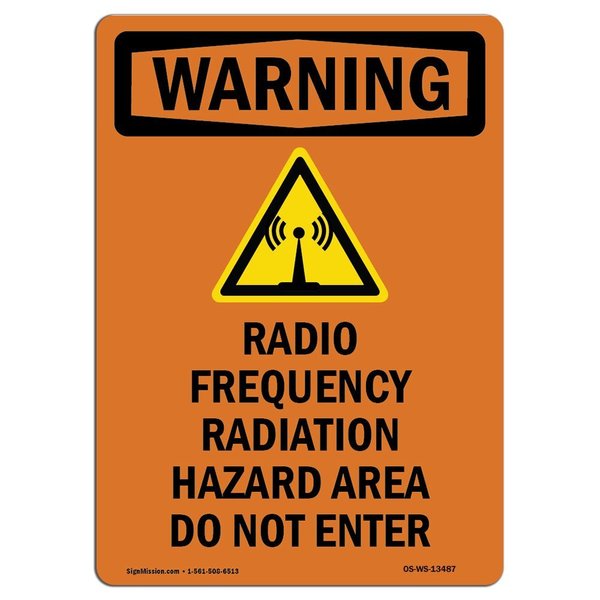 Signmission Safety Sign, OSHA WARNING, 18" Height, Rigid Plastic, Radio Frequency Radiation, Portrait OS-WS-P-1218-V-13487